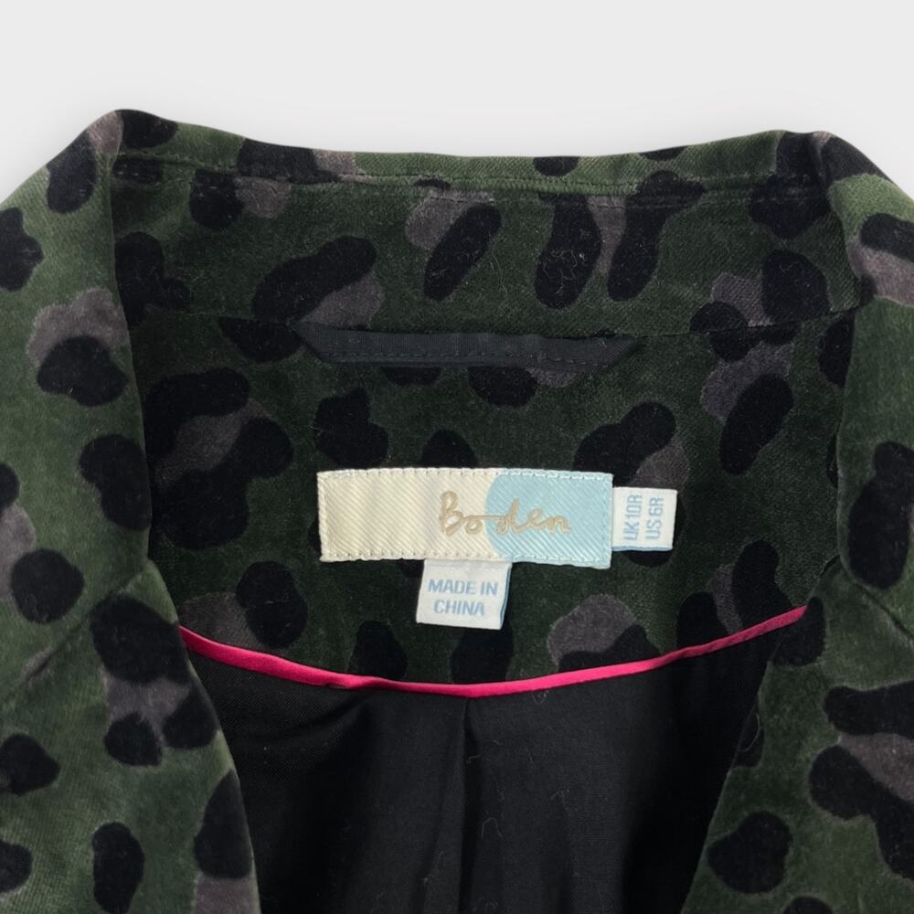 Boden Velvet Leopard Print Double Button Blazer S… - image 3
